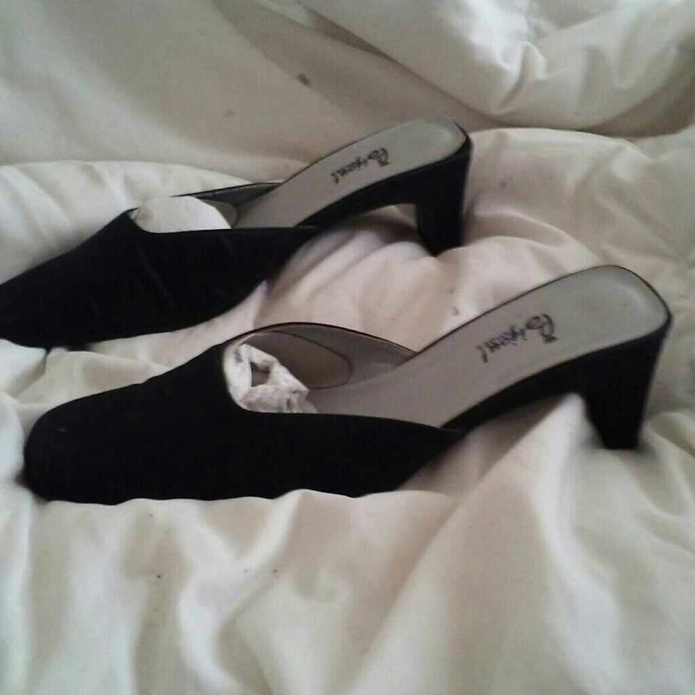 Black silk mules